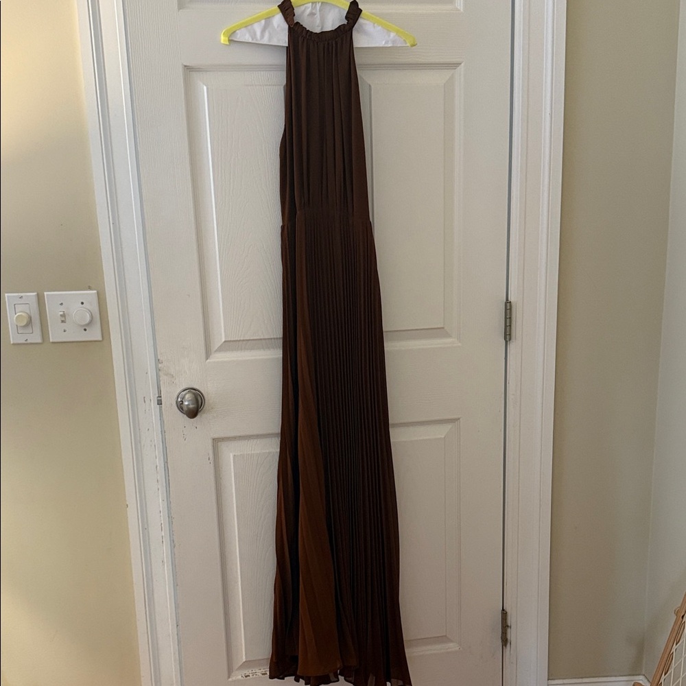 Elegant Brown Halter Maxi Dress